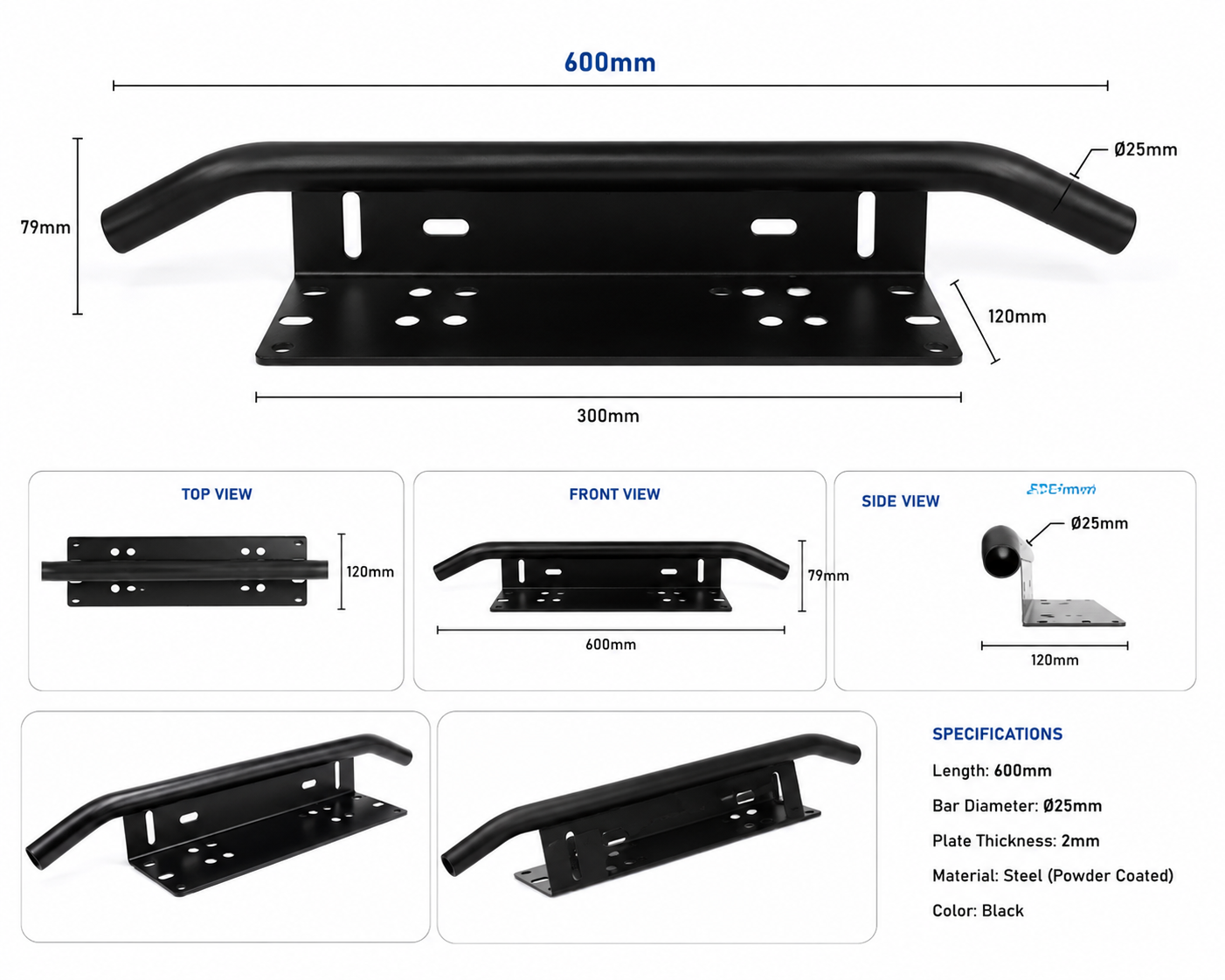 CellionX 600 Universal Number Plate Light Bar Bracket